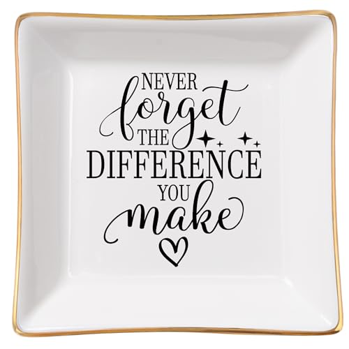 COZITED Thank You Gifts for Women Coworker Nurse Teacher Employee Appreciation Gift, Goodbye Farewell Going Away Retirement Gift for Woman Boss - Never Forget The Difference You Make Jewelry Dish - Image 1
