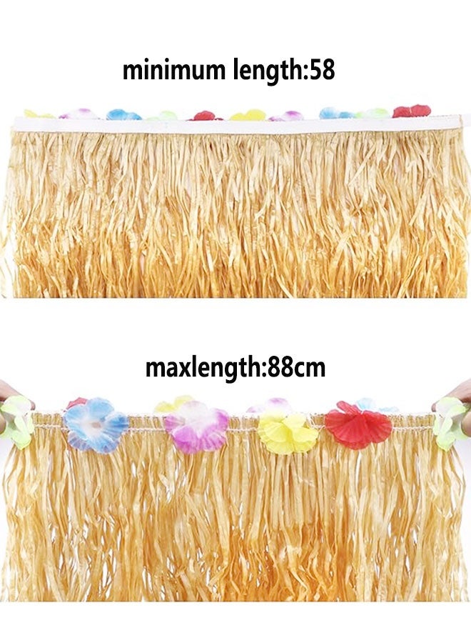 HAWAWA 8 Pcs Hawaiian Hula Grass Skirt Costume Kit with Flower Bikini Top, Hawaiian Lei for Women Luau Party Decors Dancing Hula  - Image 4
