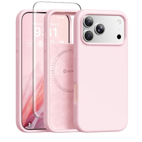 GONEZ Magnetic for iPhone 17 Pro Case Compatible with MagSafe AntiScratch Microfiber Lining Screen Protector Silicone Camera Control Shockproof Slim Phone Cover 63 inch Pastel Pink - Image 1