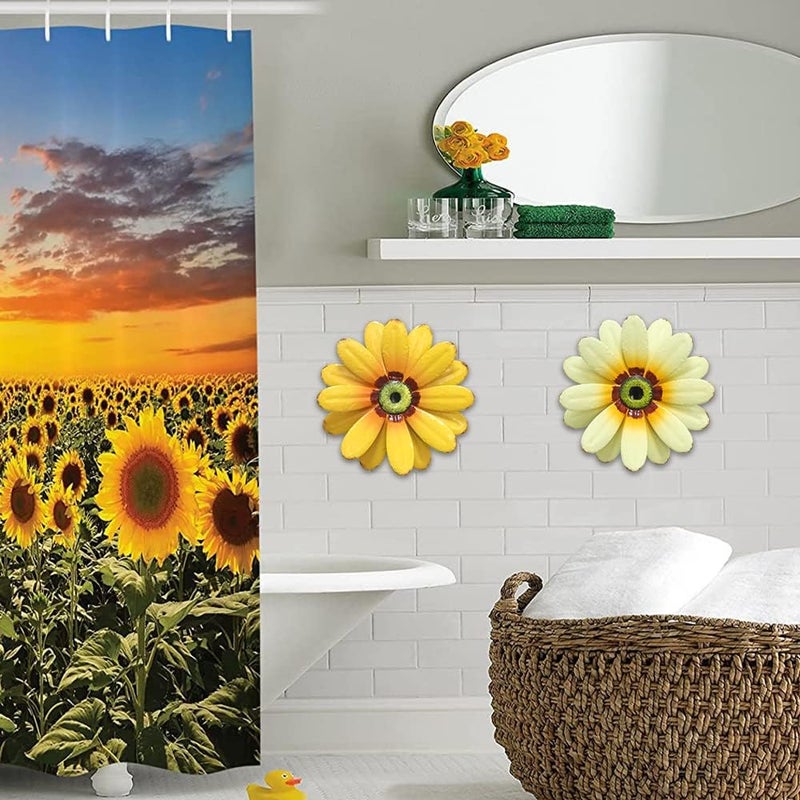 YEAHOME 10'' Sunflower Wall Decor, Metal Flower Wall Art Decorations, Sunflower Spring Yard Garden Decor Hanging for Kitchen, Bathroom, Handmade Gift for Indoor or Outdoor, Set of 2 Wall Sculptures - Image 5