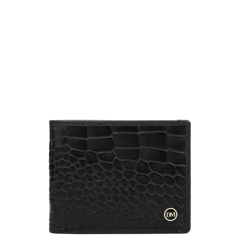 دا ميلانو Black Bifold Leather Mens Wallet