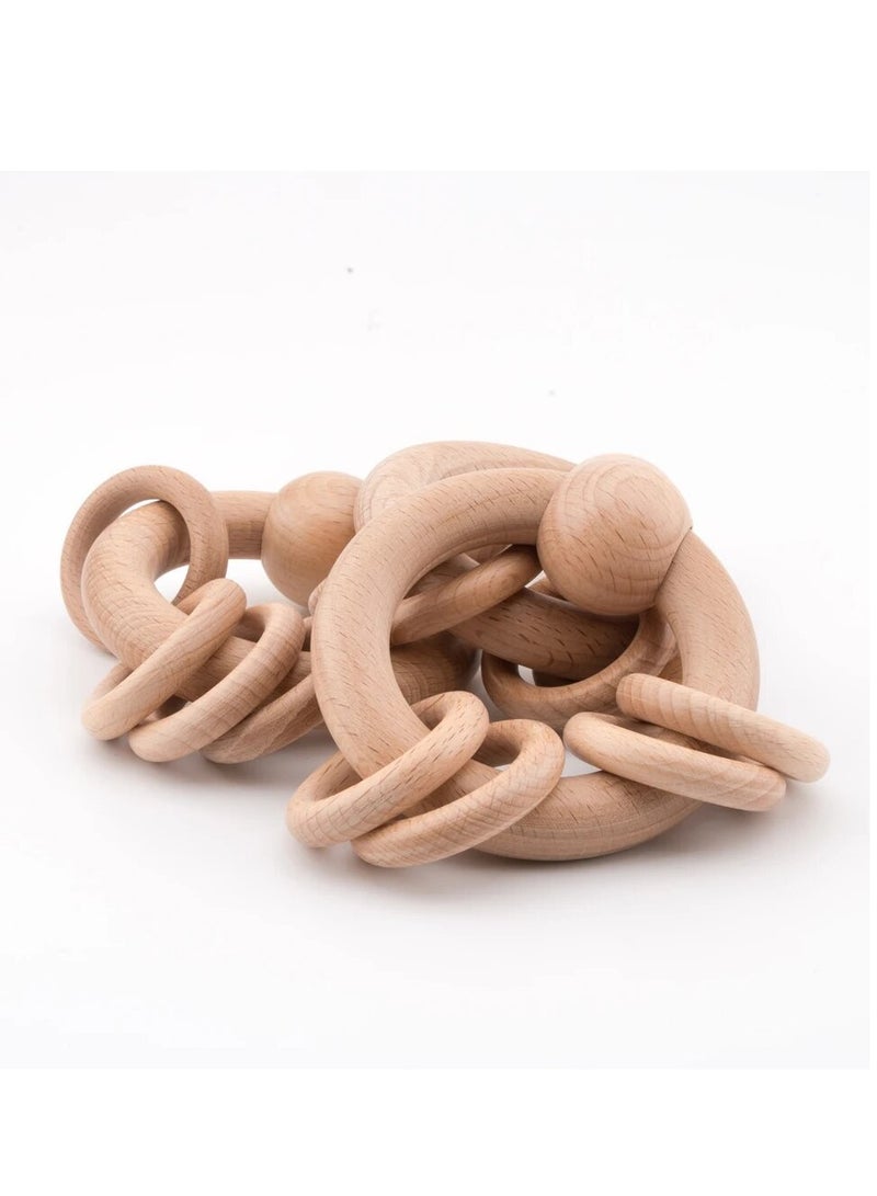 Ariro Wooden Circular Rattle - Calming Sound, Grasping & Teether Toy for Babies 3M+, Natural Finish, 4.5x8.5x12cm - Image 5