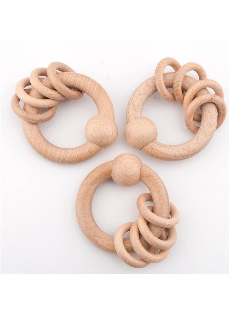 Ariro Wooden Circular Rattle - Calming Sound, Grasping & Teether Toy for Babies 3M+, Natural Finish, 4.5x8.5x12cm - Image 4