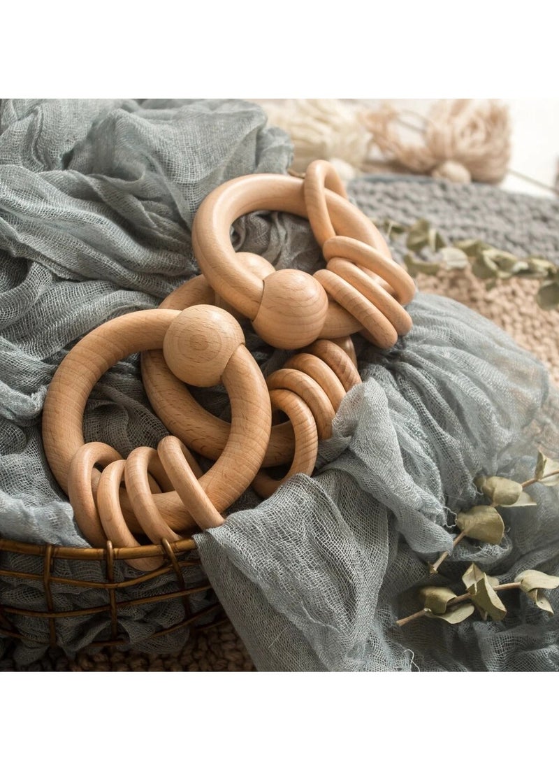 Ariro Wooden Circular Rattle - Calming Sound, Grasping & Teether Toy for Babies 3M+, Natural Finish, 4.5x8.5x12cm - Image 3