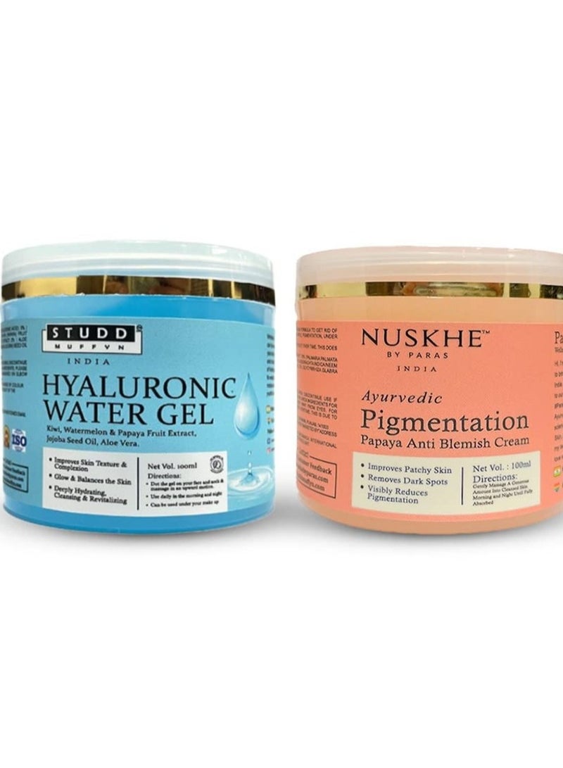 Nuskhe By Paras AM PM Combo Special Hyaluronic Gel And Pigmentation Cream Combo For Glowing Skin Pack of 2 - Image 1