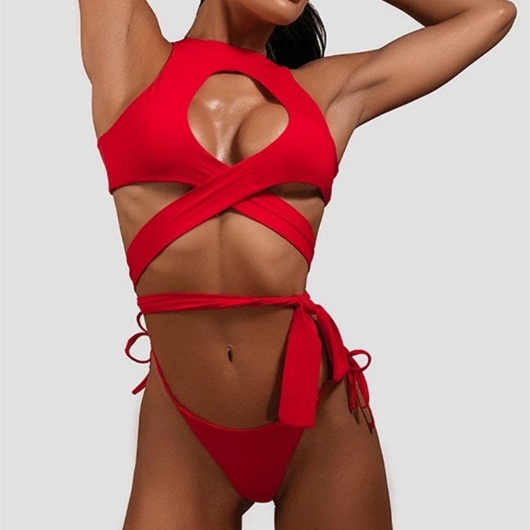 New Backless Swimsuit Female Back Bandage Cross Bikini Female - Image 4