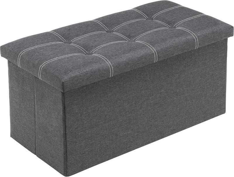 TMOHRA Storage Stool,Foldable Storage Ottoman Box Footrest Step Stool,Padded Seat for Dorm Living Room,Versatile Space-Saving Storage Toy Box,for Bedroom,Support 300lbs (Grey L) - Image 1