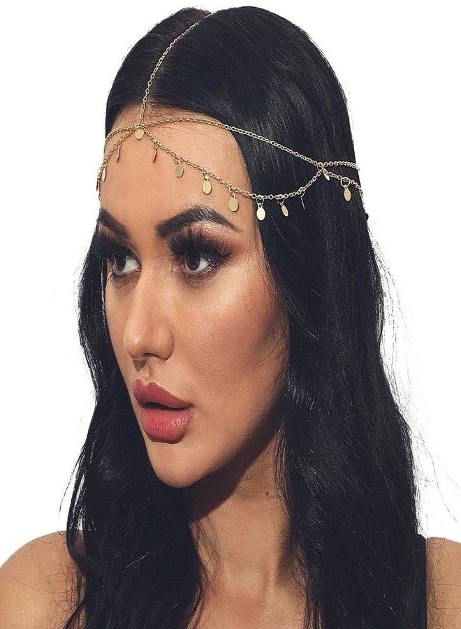 CAKURE Boho Sequin Head Chain Gold Headpiece Chain Jewelry Halloween Cleopatra Hair Accessories for Women - Image 5