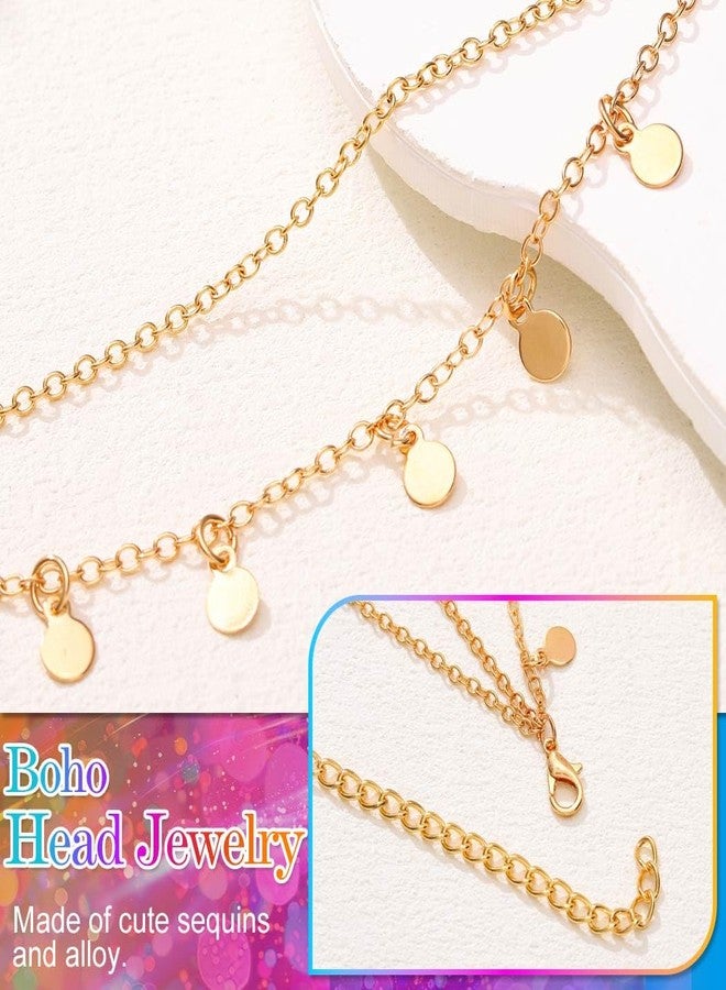 CAKURE Boho Sequin Head Chain Gold Headpiece Chain Jewelry Halloween Cleopatra Hair Accessories for Women - Image 4