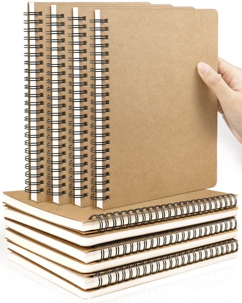 Dynta A5 Spiral Notebooks Blank Journal 10-Pack, Softcover Unlined Sketch Pad for Drawing, Writing, Note Taking Travel Memo Notepads Diary Planner, 100 Pages/ 50 Sheets,8.3 "x 5.8"(Brown) - Image 1