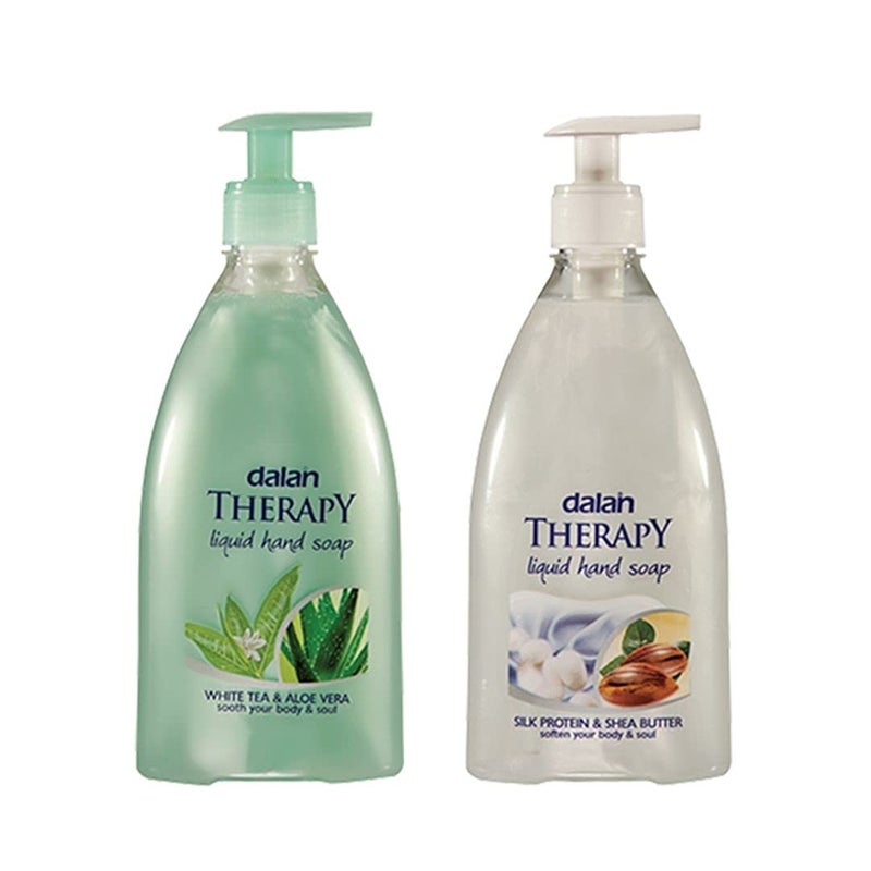 Dalan Therapy Liquid Soap COMBO  White Tea  Aloe Vera 400 ml plus Shea Butter  Silk Protein 400 ml - Image 1