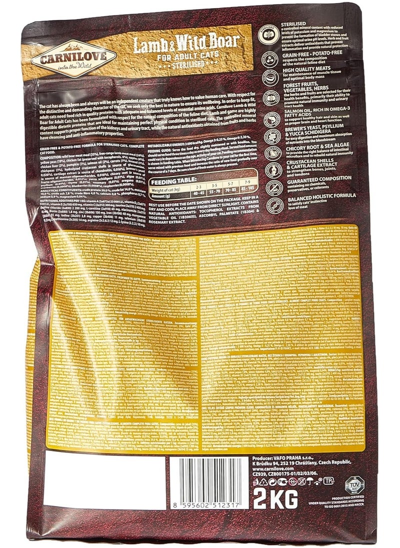 CARNILOVE - Carnilove Lamb & Wild Boar for Adult Cats 2kg - Image 1