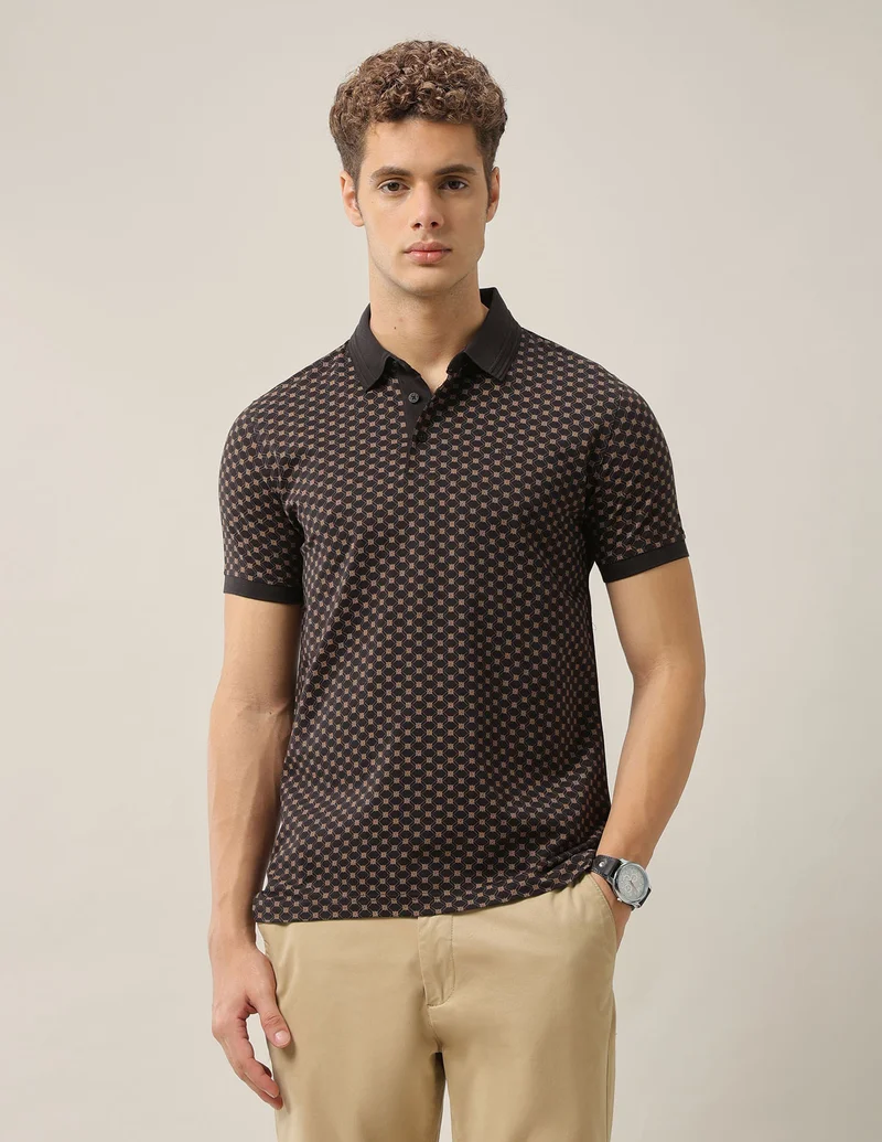 Geometric Printed Pure Cotton Polo Shirt