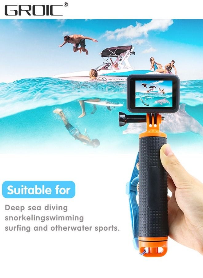 GROIC - Waterproof Floating Hand Grip for GoPro Hero 11, 10, 9, 8, 7, 6, 5, 4, 3, 2, Session, Fusion, Max, AKASO, SJCAM, DJI Osmo Action Camera Handler Handle Mount Accessories Pole Mount for Sports Camera - Image 1