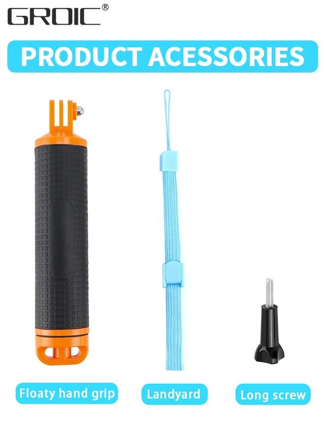 GROIC - Waterproof Floating Hand Grip for GoPro Hero 11, 10, 9, 8, 7, 6, 5, 4, 3, 2, Session, Fusion, Max, AKASO, SJCAM, DJI Osmo Action Camera Handler Handle Mount Accessories Pole Mount for Sports Camera - Image 1