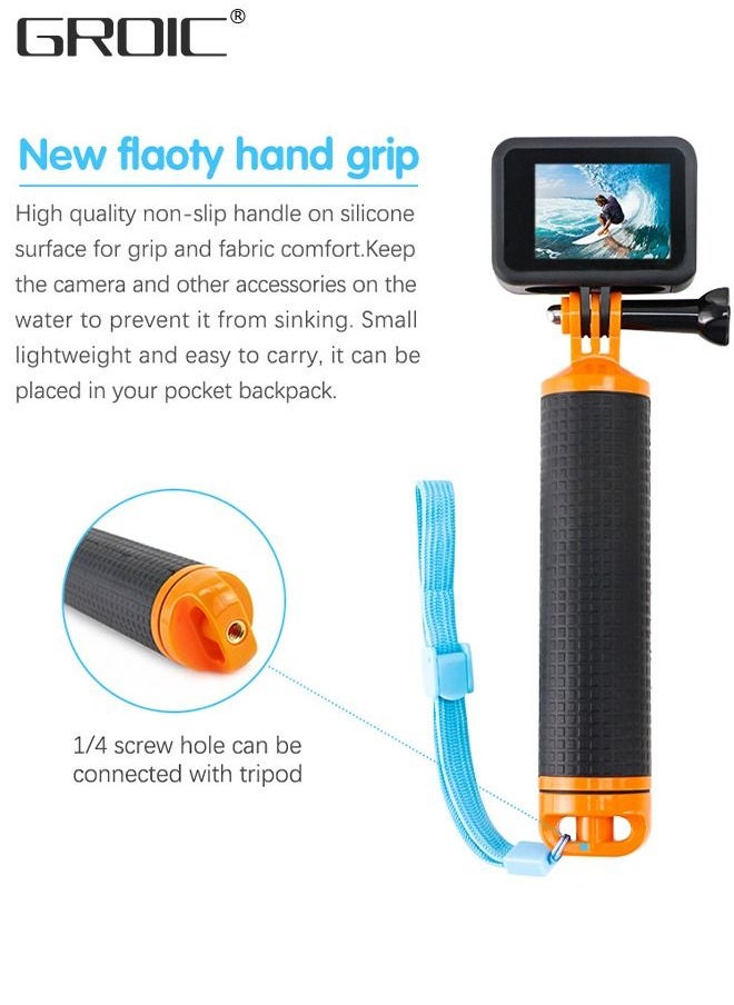 GROIC - Waterproof Floating Hand Grip for GoPro Hero 11, 10, 9, 8, 7, 6, 5, 4, 3, 2, Session, Fusion, Max, AKASO, SJCAM, DJI Osmo Action Camera Handler Handle Mount Accessories Pole Mount for Sports Camera - Image 1