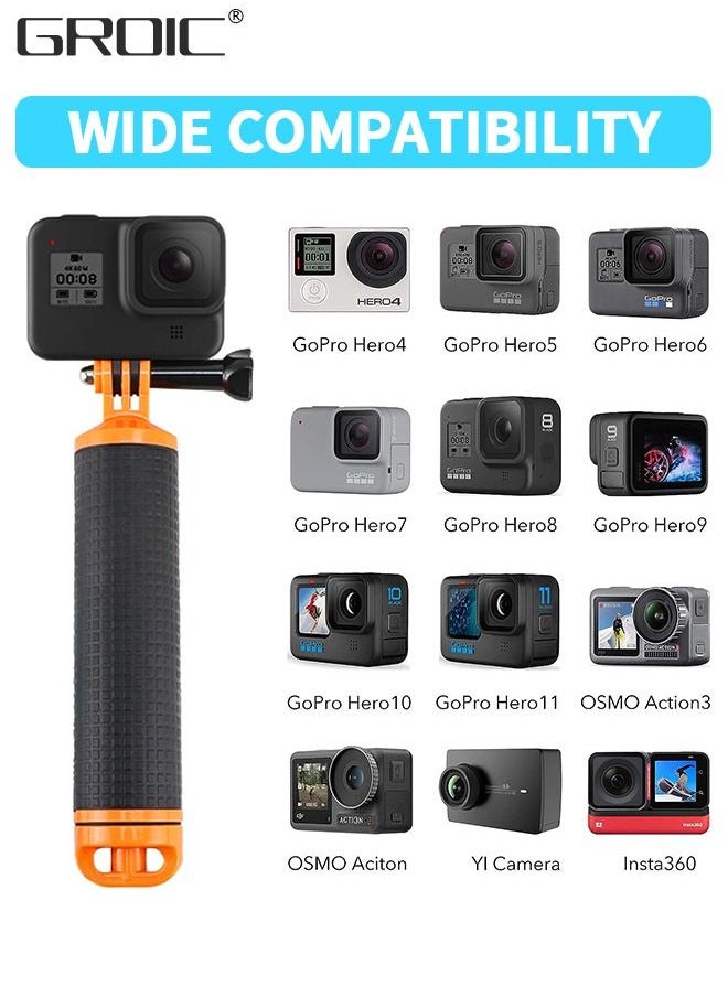 GROIC - Waterproof Floating Hand Grip for GoPro Hero 11, 10, 9, 8, 7, 6, 5, 4, 3, 2, Session, Fusion, Max, AKASO, SJCAM, DJI Osmo Action Camera Handler Handle Mount Accessories Pole Mount for Sports Camera - Image 1