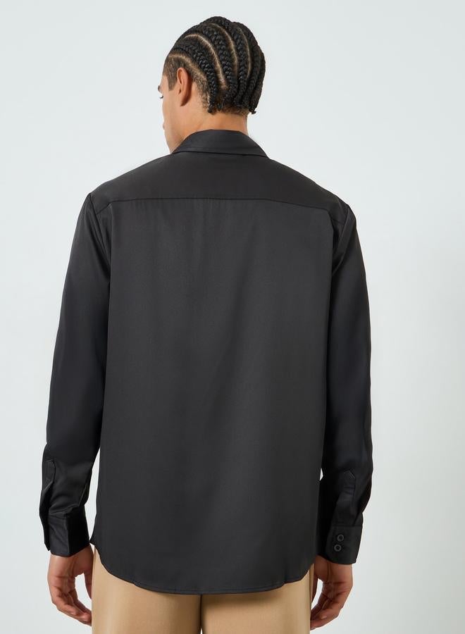 Take Two Men Black Spread Collar Long Sleeve Shirt - Image 4