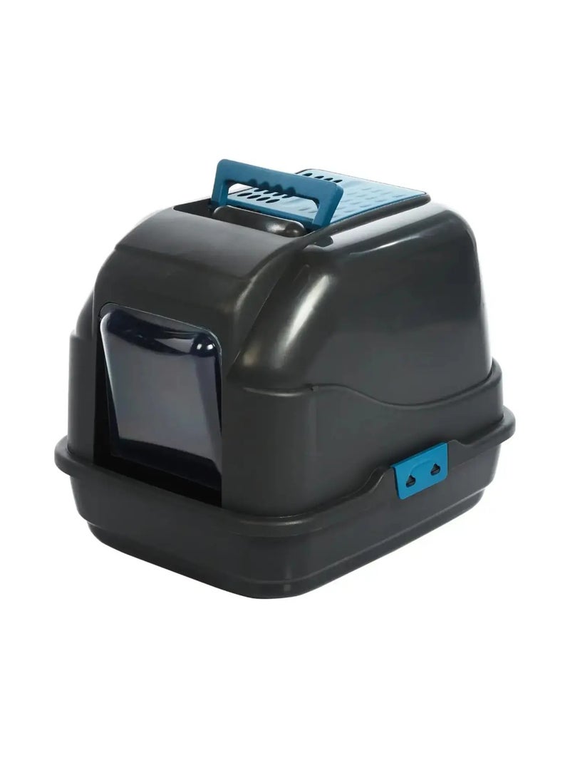 IMAC Easy Cat Hooded Litter Box–Enclosed Toilet, Plastic, Sustainable Cat Care Black 50x40x40cm - Image 1