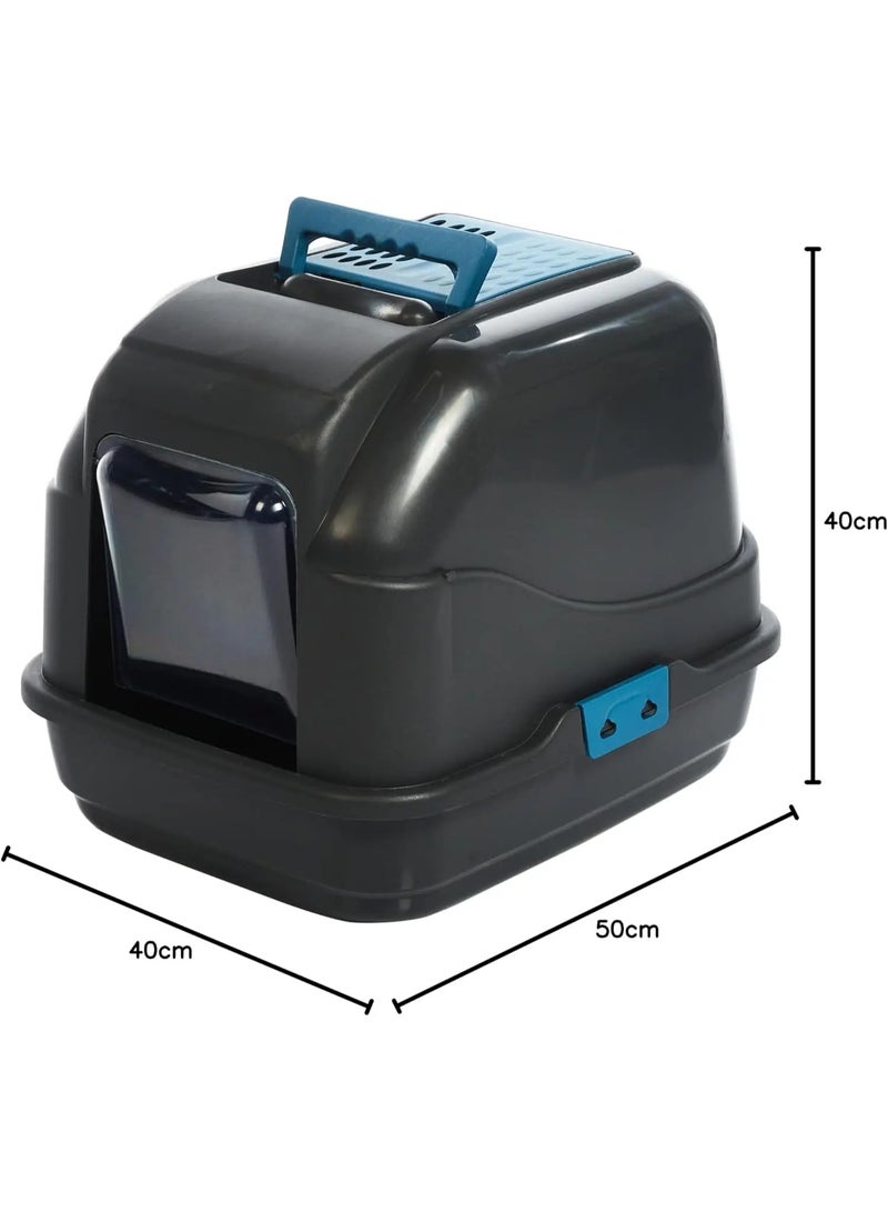 IMAC Easy Cat Hooded Litter Box–Enclosed Toilet, Plastic, Sustainable Cat Care Black 50x40x40cm - Image 4
