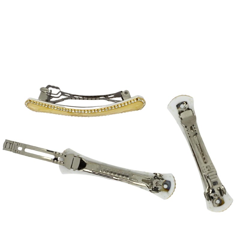 JWELLA Marble Finish Hair Clips with Rhinestone Accents, Set of 3, Elegant (Desing-3) - Image 3