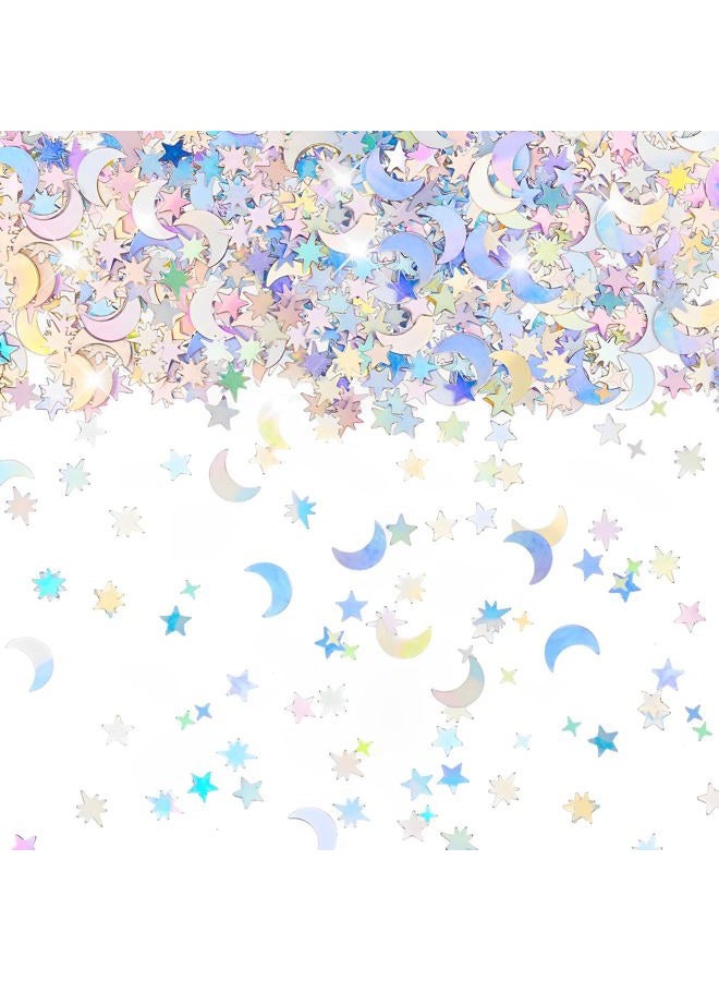 Aecsze 4000 PCS Star Moon Confetti, 10mm Colorful Metallic Glitter Foil Confetti, Confetti Glitter for Party Wedding Festival Decoration - Image 1