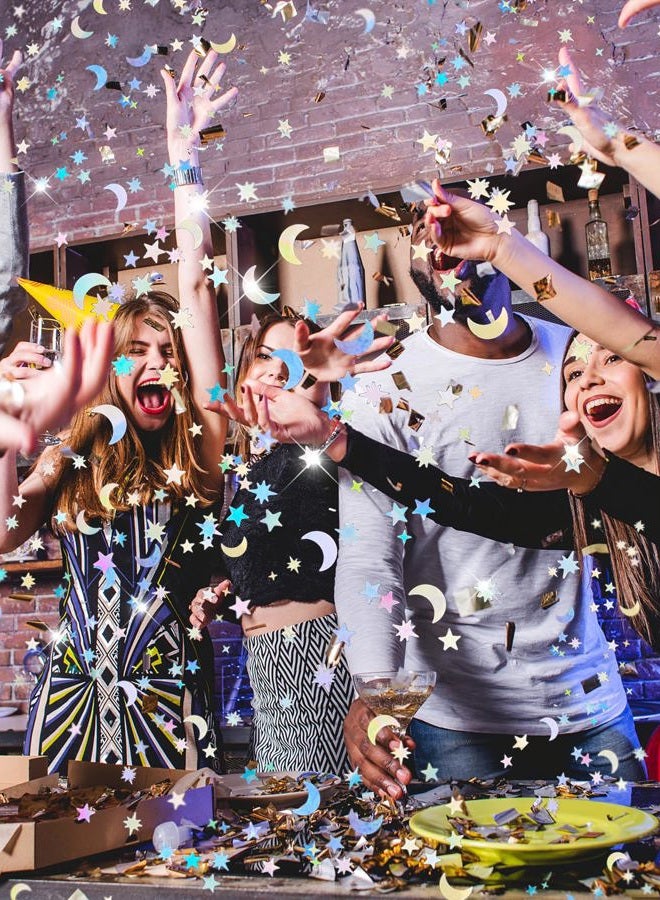 Aecsze 4000 PCS Star Moon Confetti, 10mm Colorful Metallic Glitter Foil Confetti, Confetti Glitter for Party Wedding Festival Decoration - Image 4