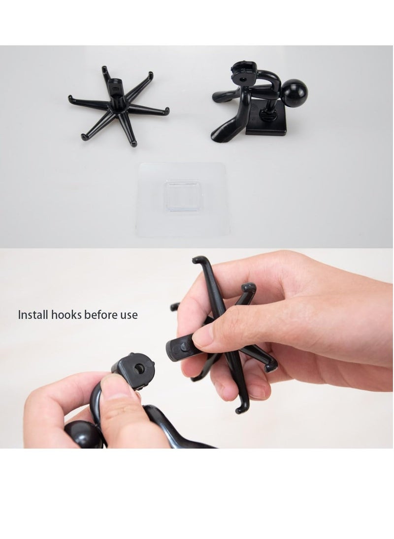 4 Pcs Under Cabinet Kitchen Utensils Hanger 360 Degrees Rotation Organizer Hooks 6 Claws in 1, Multi-Purpose Adhesive Hooks，Kitchen Utensils Hanging Hooks,  for Home Bathroom Kitchen Office - Image 4