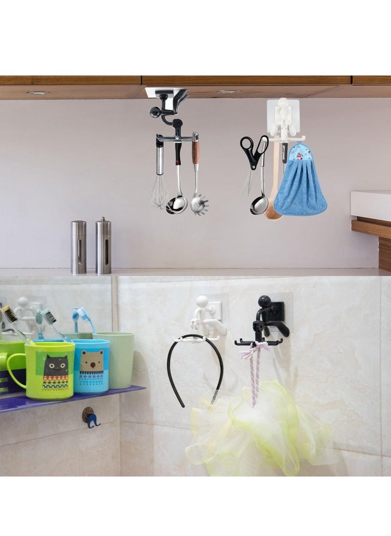 4 Pcs Under Cabinet Kitchen Utensils Hanger 360 Degrees Rotation Organizer Hooks 6 Claws in 1, Multi-Purpose Adhesive Hooks，Kitchen Utensils Hanging Hooks,  for Home Bathroom Kitchen Office - Image 2