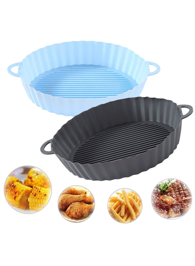 NIBEMINENT Air Fryer Silicone Pot, 2Pcs Liners Round Food Safe Reusable Non-Stick Easy Cleaning Basket For Oven, Replacement for Parchment Liner Paper - Image 1