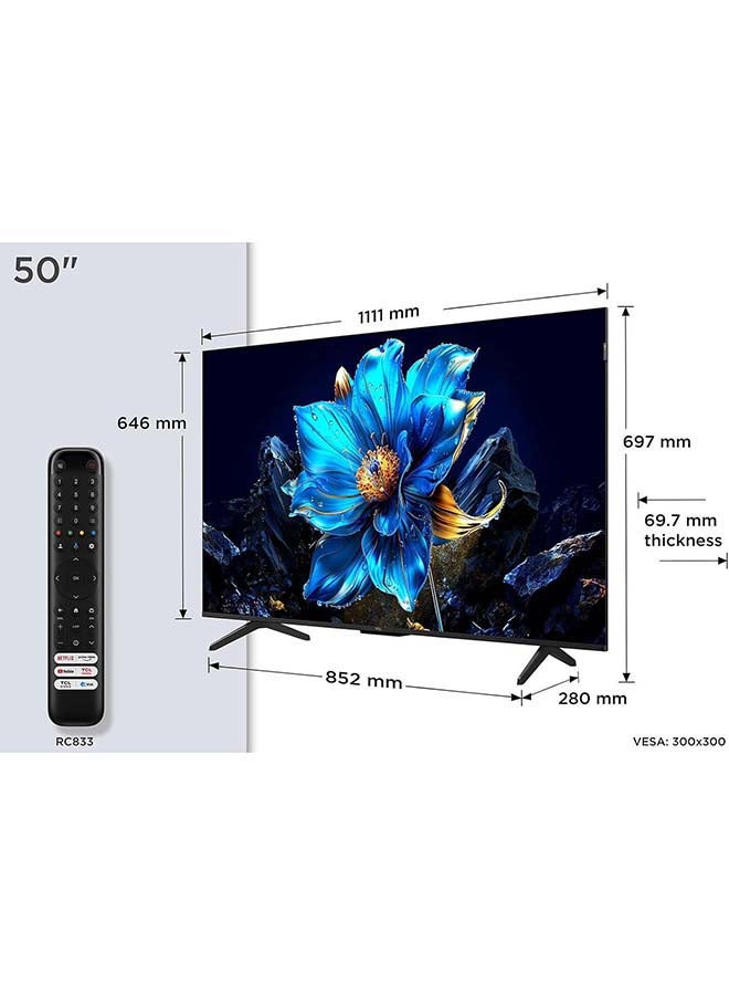 TCL 50-Inch P7K QLED 4K UHD Smart TV | Google TV, 60Hz, HDR10+, Dolby Vision & Atmos, AiPQ Processor, Game Master, DTS Virtual:X, Slim Uni-body (2025 Model) 50P7K Black - Image 2