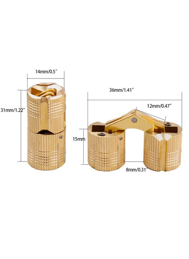 BENLIUDH 14mm Invisible Brass Barrel Hinges Hidden Concealed Furniture Hinges 180 Degree Opening Angle 4Pcs - Image 2