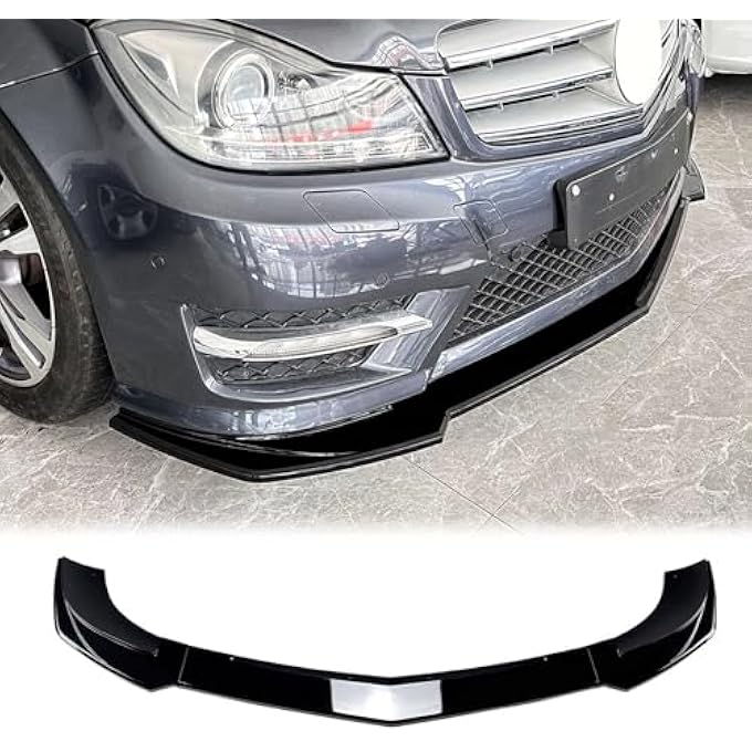 FINMOKAL Gloss Black Front Bumper Lip Spoiler Compatible with Benz C Class W204 S204 AMG Line 2011-2014 - Image 1