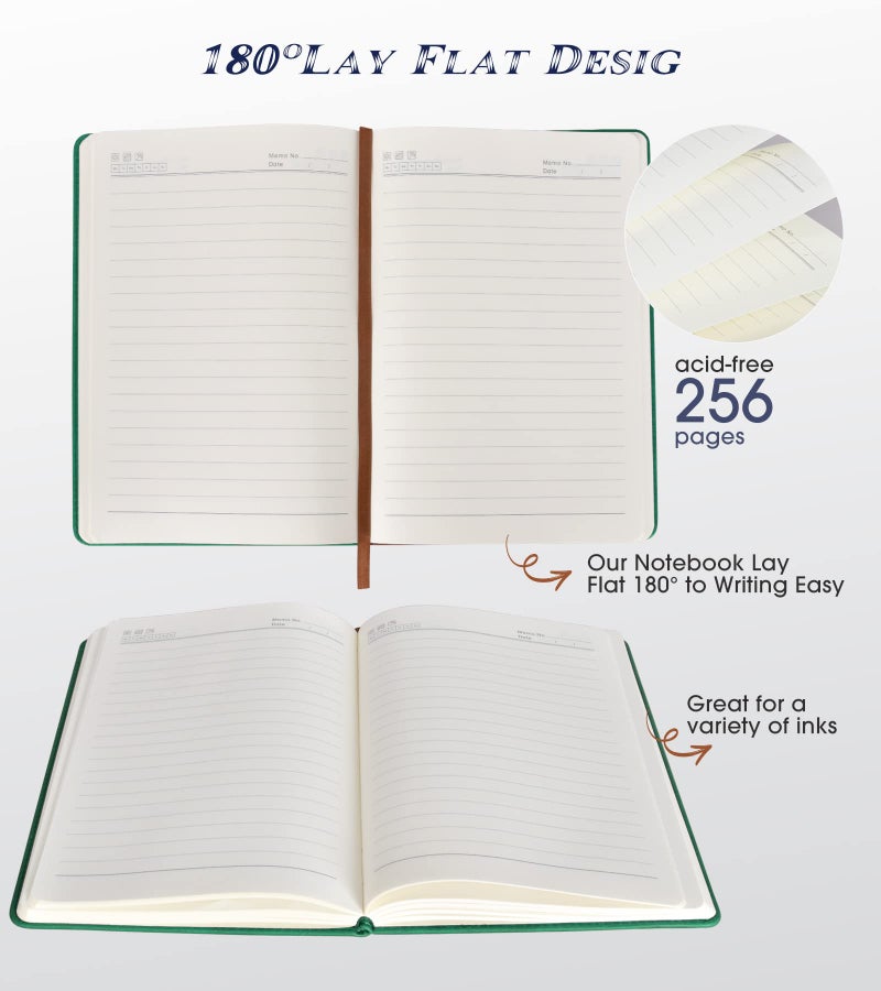 Biuwory Lined Journal Notebook for Women Men,256 Pages A5 Hardcover Leather Journals for Writing,Travel,Business,Work & School,College Ruled Notebooks for Note Taking,Diary Notepad 5.7"Ã—8.3"(green) - Image 5