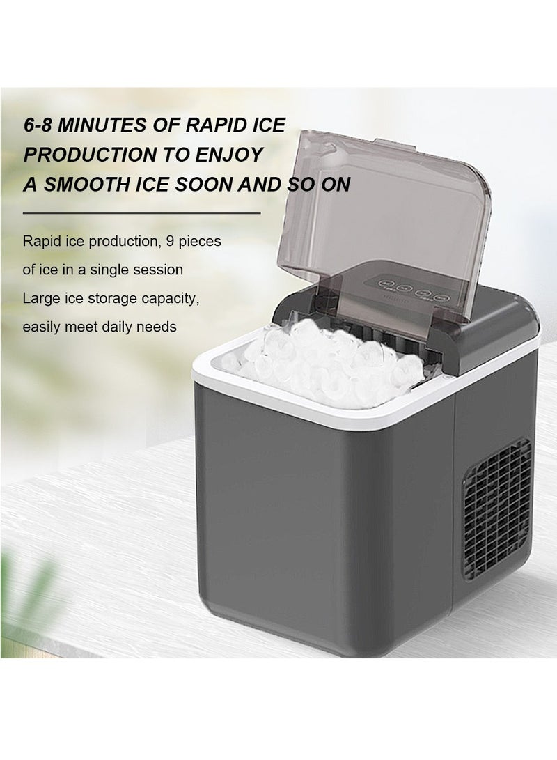 ET-LIFE Ice Maker Machine, 1.3L, 12kg/24h, 9 Cubes Ready in 8 Mins, Remote Ice Making, Self Cleaning, with Basket and Scoop IM-0606 Black - Image 4