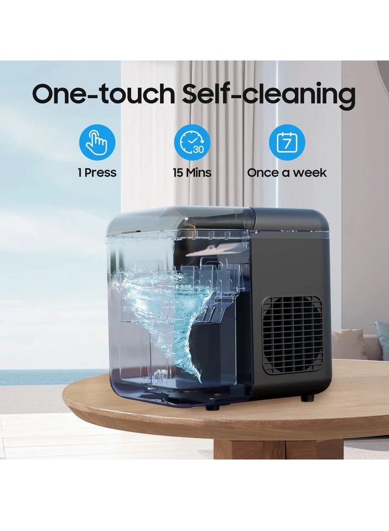 ET-LIFE Ice Maker Machine, 1.3L, 12kg/24h, 9 Cubes Ready in 8 Mins, Remote Ice Making, Self Cleaning, with Basket and Scoop IM-0606 Black - Image 3