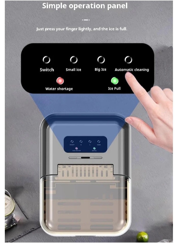 ET-LIFE - Ice Maker Machine, 1.3L, 12kg/24h, 9 Cubes Ready in 8 Mins, Remote Ice Making, Self Cleaning, with Basket and Scoop IM-0606 Black - Image 1