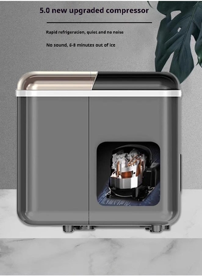 ET-LIFE - Ice Maker Machine, 1.3L, 12kg/24h, 9 Cubes Ready in 8 Mins, Remote Ice Making, Self Cleaning, with Basket and Scoop IM-0606 Black - Image 1