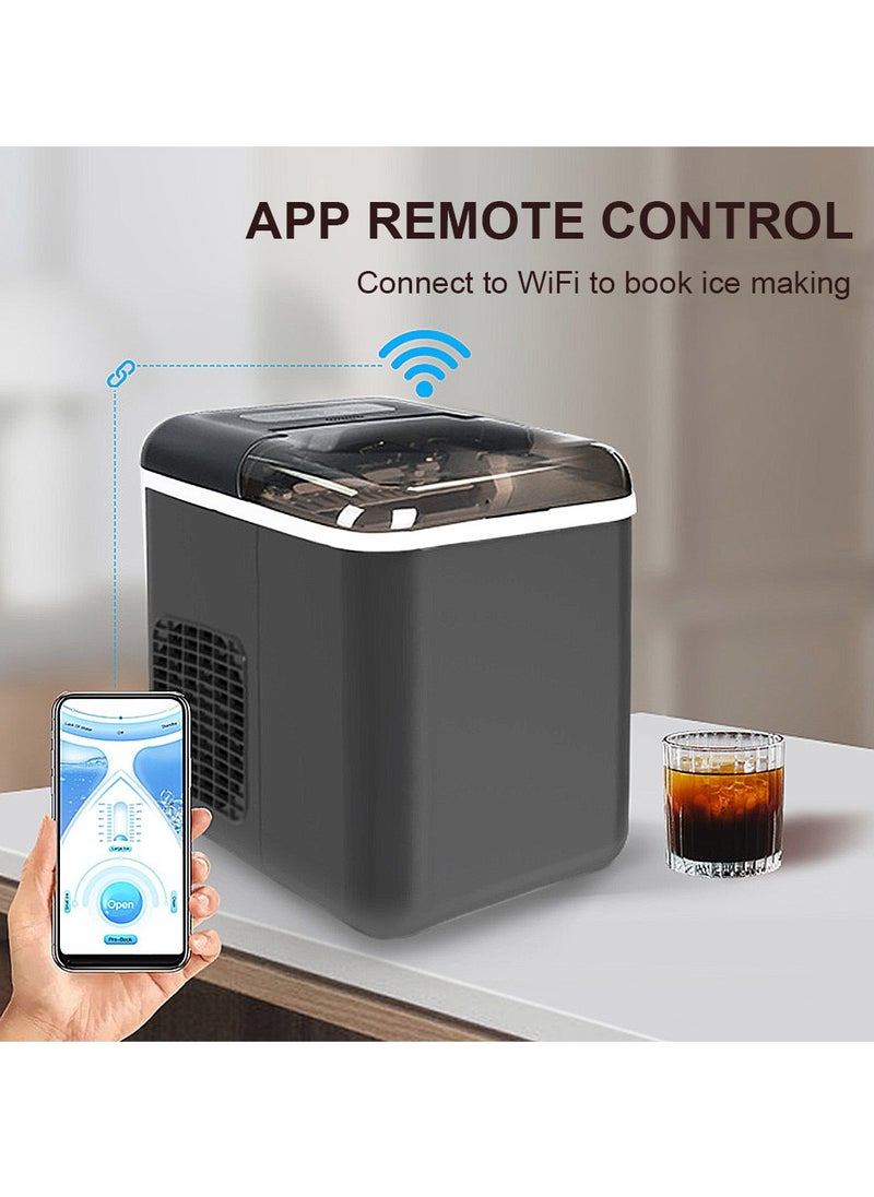 ET-LIFE - Ice Maker Machine, 1.3L, 12kg/24h, 9 Cubes Ready in 8 Mins, Remote Ice Making, Self Cleaning, with Basket and Scoop IM-0606 Black - Image 1
