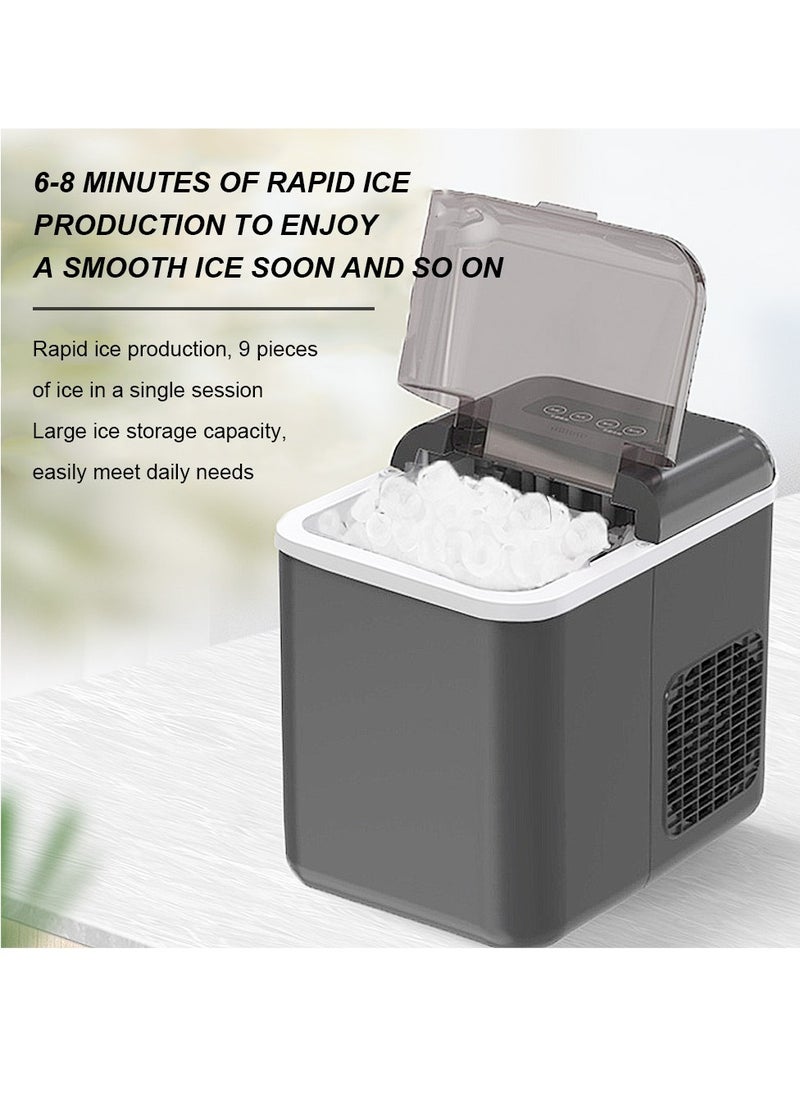 ET-LIFE - Ice Maker Machine, 1.3L, 12kg/24h, 9 Cubes Ready in 8 Mins, Remote Ice Making, Self Cleaning, with Basket and Scoop IM-0606 Black - Image 1