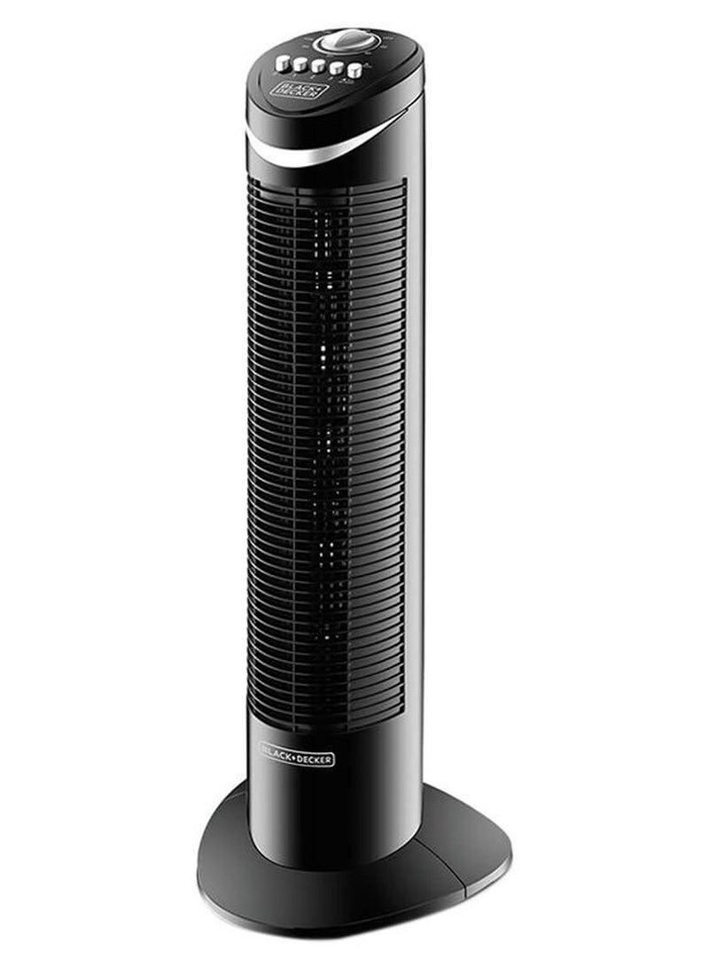 BLACK+DECKER Tower Fan with 3 Speed Settings, 50W 65° Oscillation, Quiet Operation, Portable Design with Carry Handle, 120-Min Timer, Adjustable Airflow for Home or Travel TF50-B5 Black - Image 1