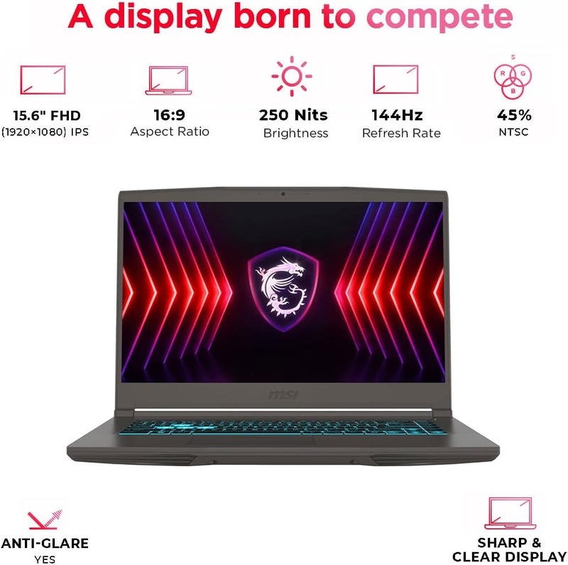 إم اس أي MSI Thin 15 B13UCX | Intel Core i5-13420H | 16GB RAM | 512GB SSD | GeForce RTX2050 4GB GDDR6 | 15.6" FHD IPS 144Hz | Cosmos Gray | Windows 11 Pro | Arabic Keyboard | 9S7-16R831-2257 - (UPGRADED) english Cosmos Grey - Image 3