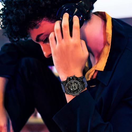 FANMIS Mens Military Multifunction Digital LED Watch Electronic Waterproof Alarm Quartz Sports Watch (Blue) - Image 3
