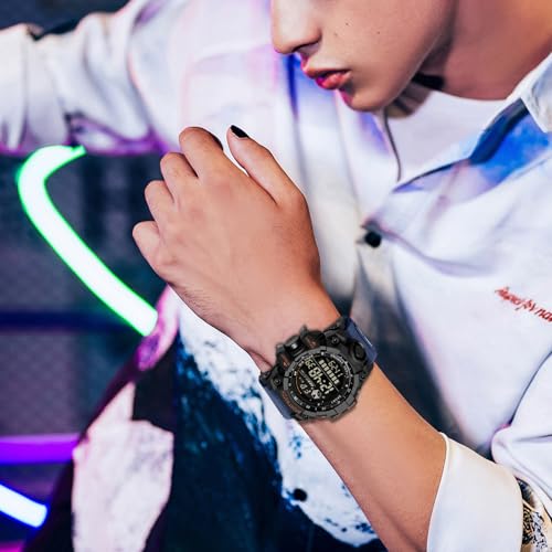 FANMIS Mens Military Multifunction Digital LED Watch Electronic Waterproof Alarm Quartz Sports Watch (Blue) - Image 4