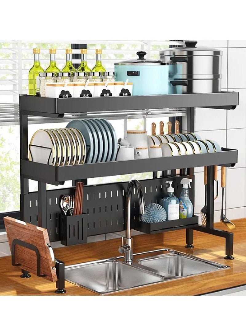 DubaiGallery 2 LayerStainless Steel Kitchen Rack Dish Organizer Drying Rack Above Sink Drain Rack Kitchen Storage Countertop Utensil Holder - Image 3