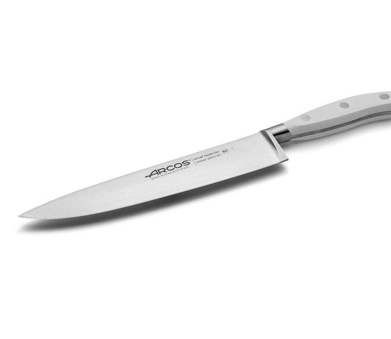 Arcos Forged Professional Chef Knife 8 Inch Stainless Steel. Cooking Knife for Cutting and Peeling Food. Ergonomic Polyoxymethylene Handle and 200mm Blade. Series Riviera. Color White - Image 3