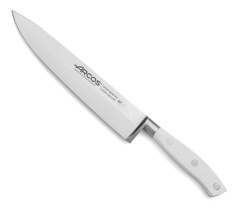 Arcos Forged Professional Chef Knife 8 Inch Stainless Steel. Cooking Knife for Cutting and Peeling Food. Ergonomic Polyoxymethylene Handle and 200mm Blade. Series Riviera. Color White - Image 1