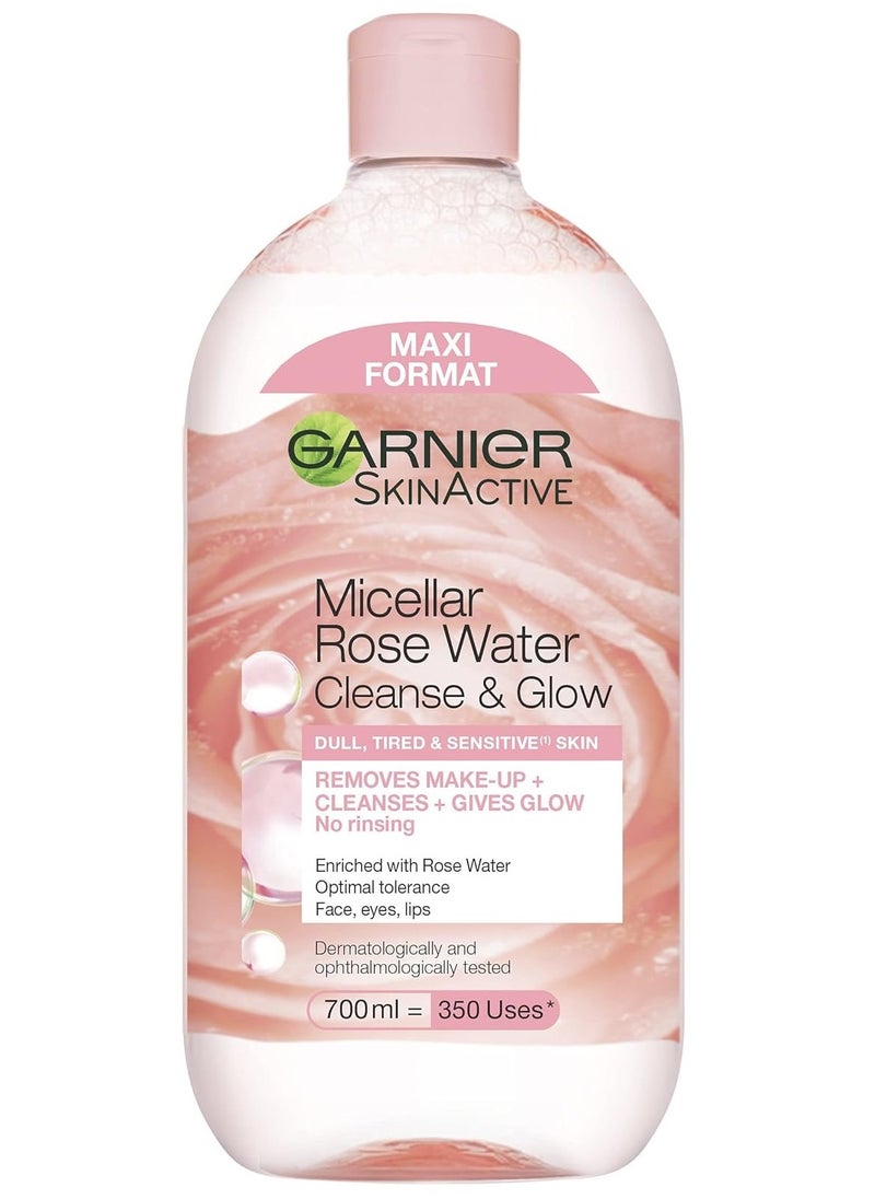 Garnier - Micellar Rose Water Face Cleanser & Glow Make-up Remover - 700ml - Image 1