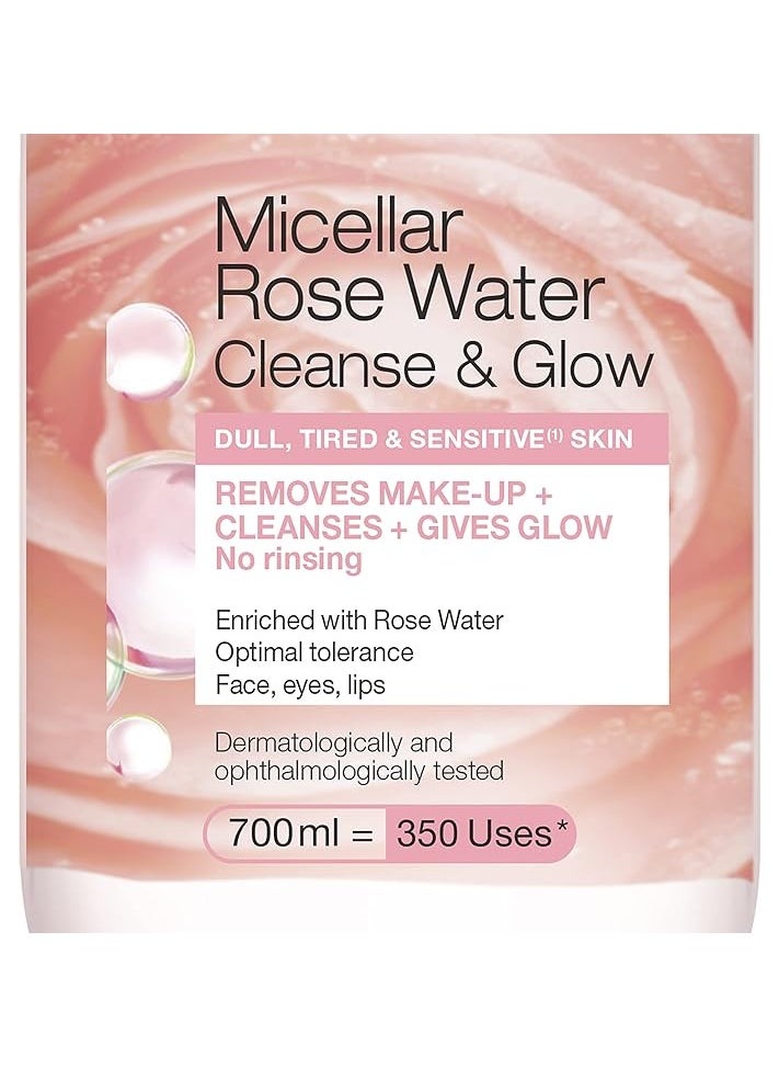 Garnier - Micellar Rose Water Face Cleanser & Glow Make-up Remover - 700ml - Image 1
