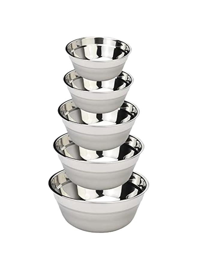 FYLX 5 Set of Stainless Steel Mixing Bowls  Versatile Salad Bowl Set with EasyGrip and Stability Design Ideal for Cooking Baking and Prepping Easy to Clean and Maintain - Image 1